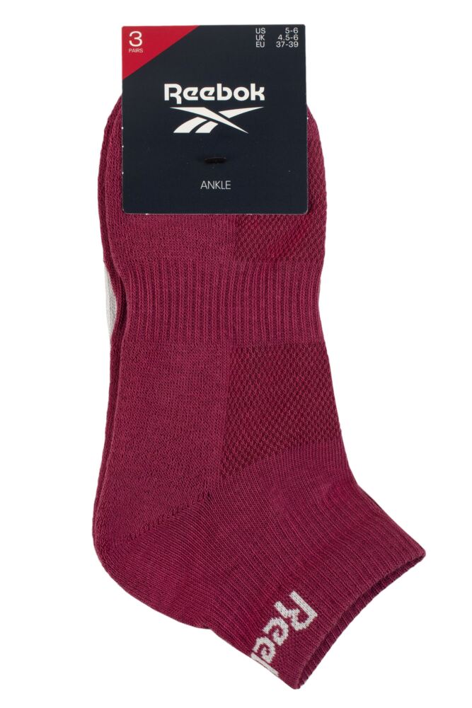 sockshop ReebokMens & Womens Cotton Essentials Ankle Socks with Arch Support & Mesh Top 3-Pair