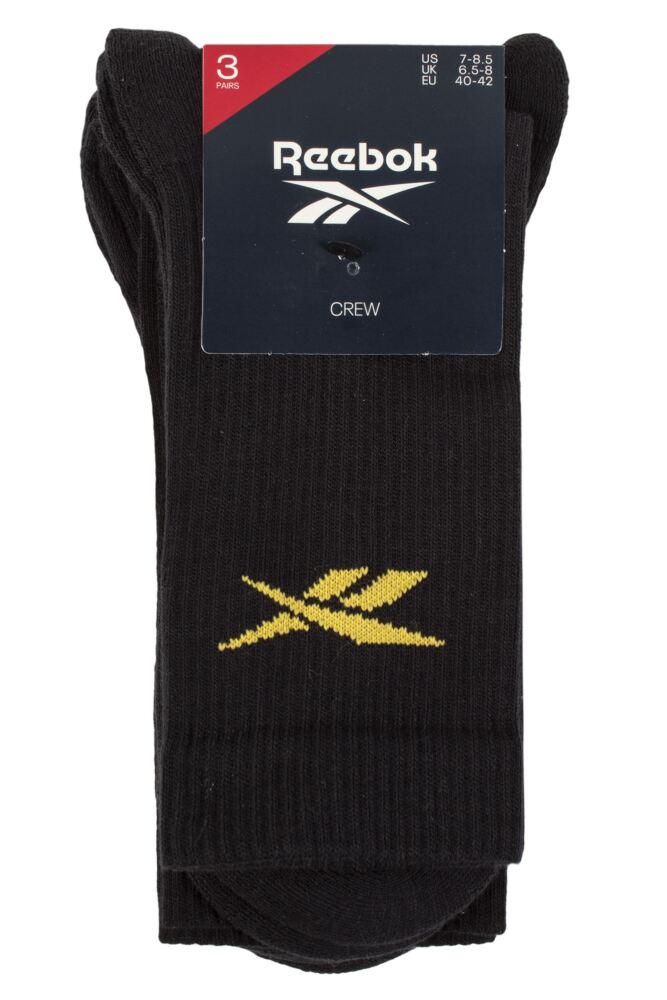 sockshop ReebokMens & Womens Cotton Essentials Crew Socks with Arch Support 3-Pair