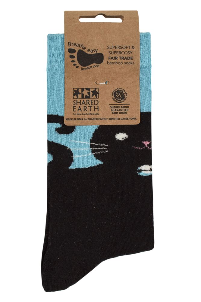 sockshop Shared EarthMens & Womens Fair Trade Bamboo Black Cat Socks