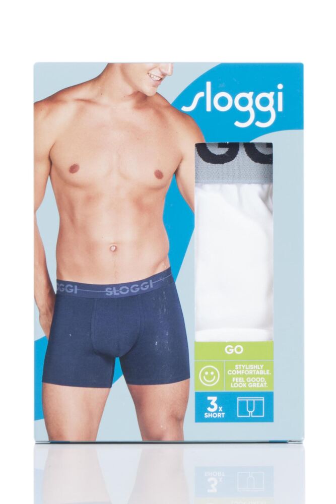 sockshop SloggiMens Cotton Go Soft Waistband Comfort Longer Leg Boxer Shorts 3-Pack