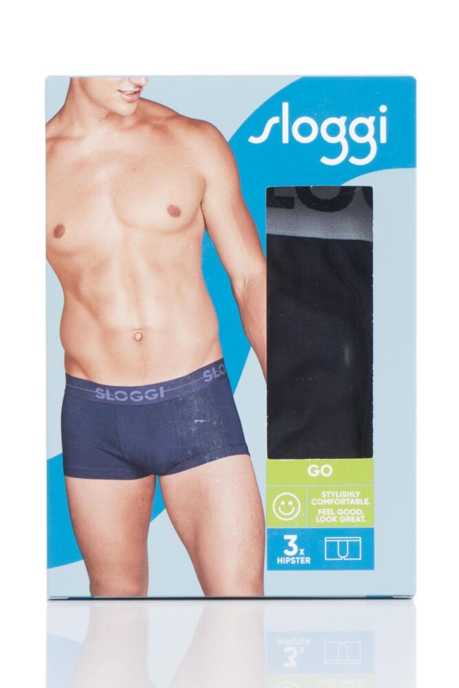 sockshop SloggiMens Cotton Go Soft Waistband Comfort Low Rise Hipster Boxer Shorts 3-Pack