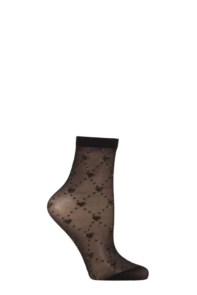 Sockshop CharnosWomens Sparkle Heart Ankle Socks
