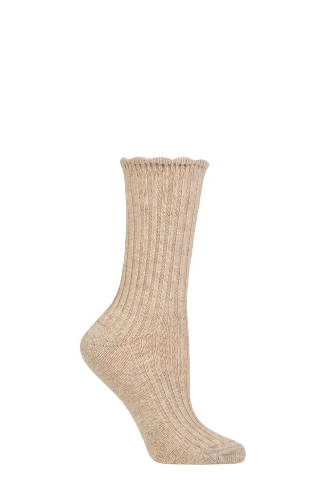 Sockshop CharnosWomens Wool Rib Scallop Top Socks