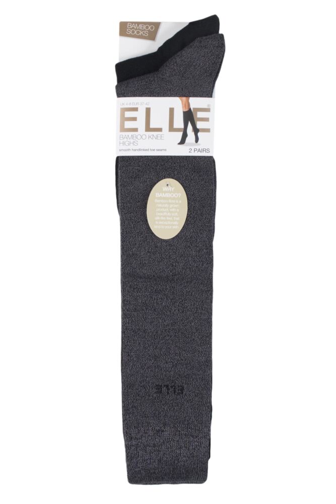 sockshop ELLEWomens Bamboo Plain Knee Highs 2-Pair