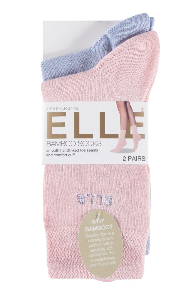 sockshop ELLEWomens Bamboo Plain Socks 2-Pair