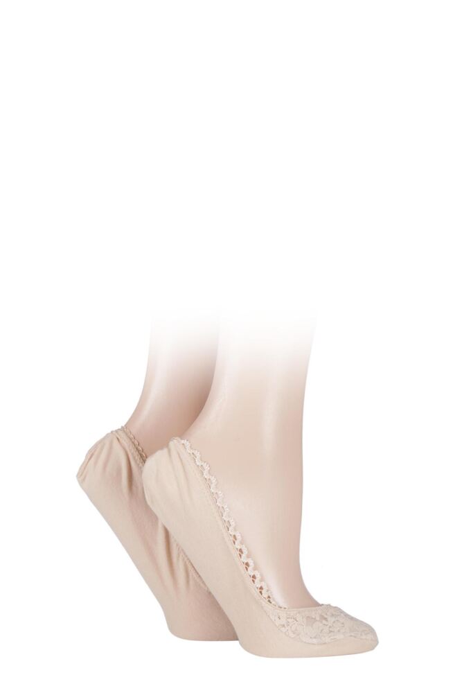 Sockshop ELLEWomens Lacy & Plain Shoe Liners 2-Pair