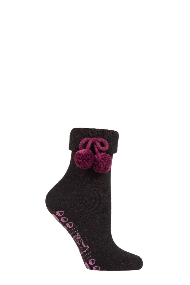 Sockshop ELLEWomens Slipper Socks With Pompoms