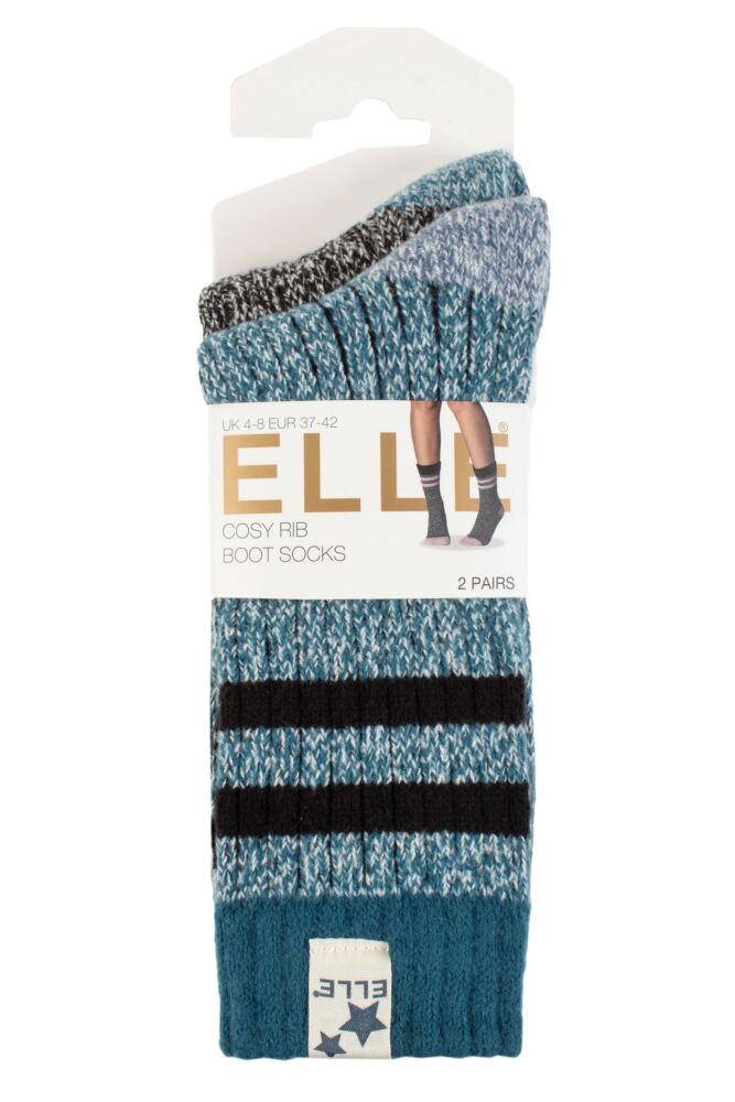 sockshop ELLEWomens Soft Ribbed Boot Socks 2-Pair