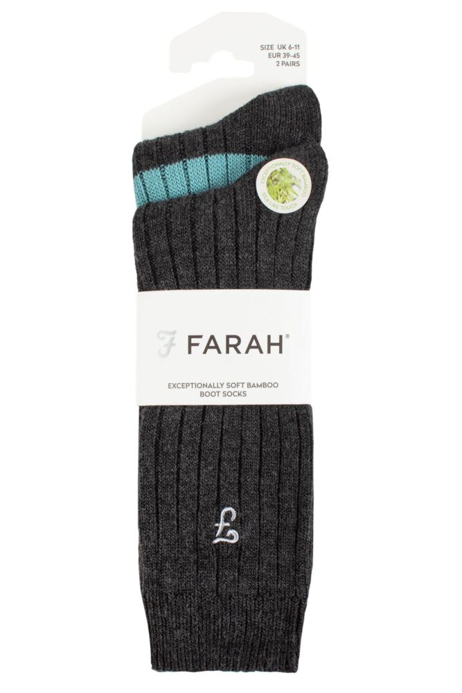 sockshop FarahMens Bamboo Boot Socks 2-Pair