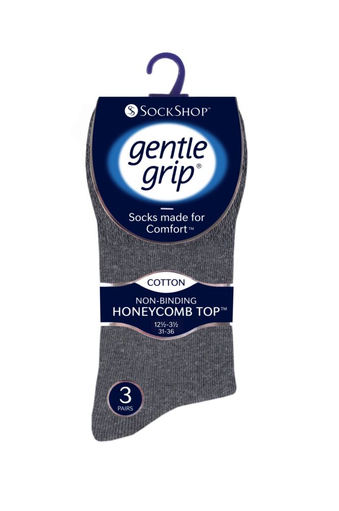 sockshop Gentle GripKids Cotton Plain Socks 3-Pair