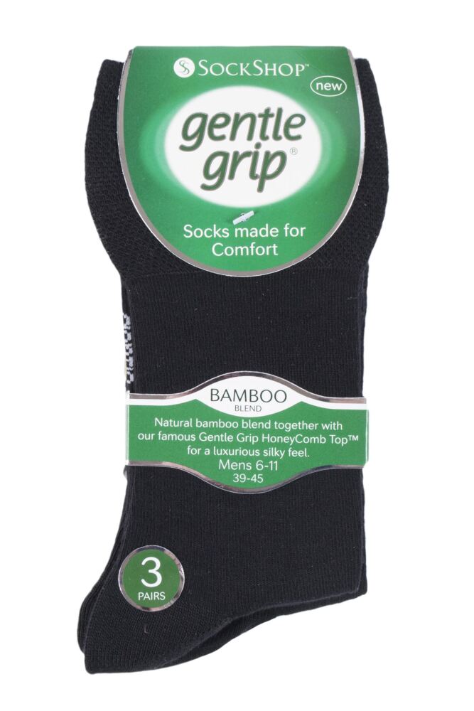 sockshop Gentle GripMens Bamboo Plain Socks 3-Pair