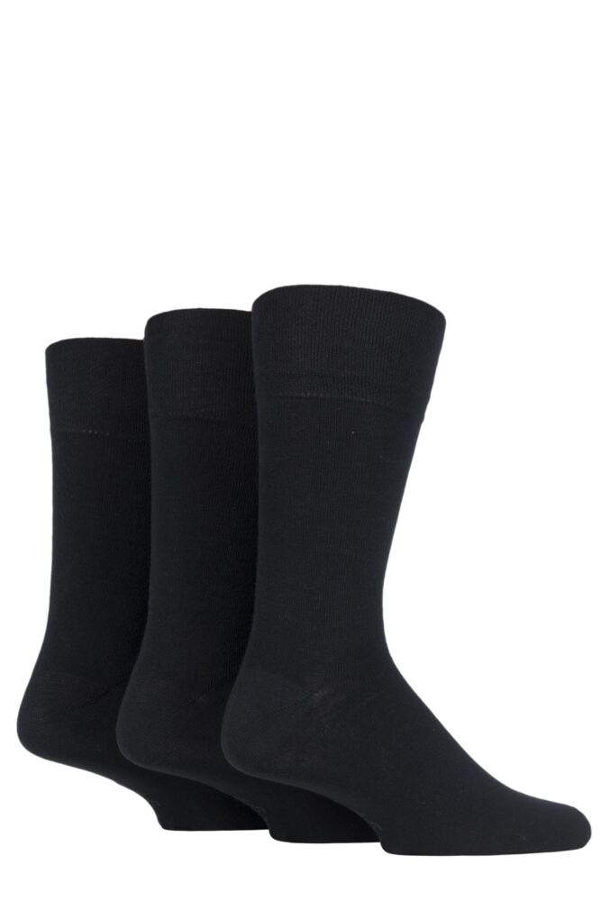 Sockshop Gentle GripMens Cotton Plain Socks 3-Pair