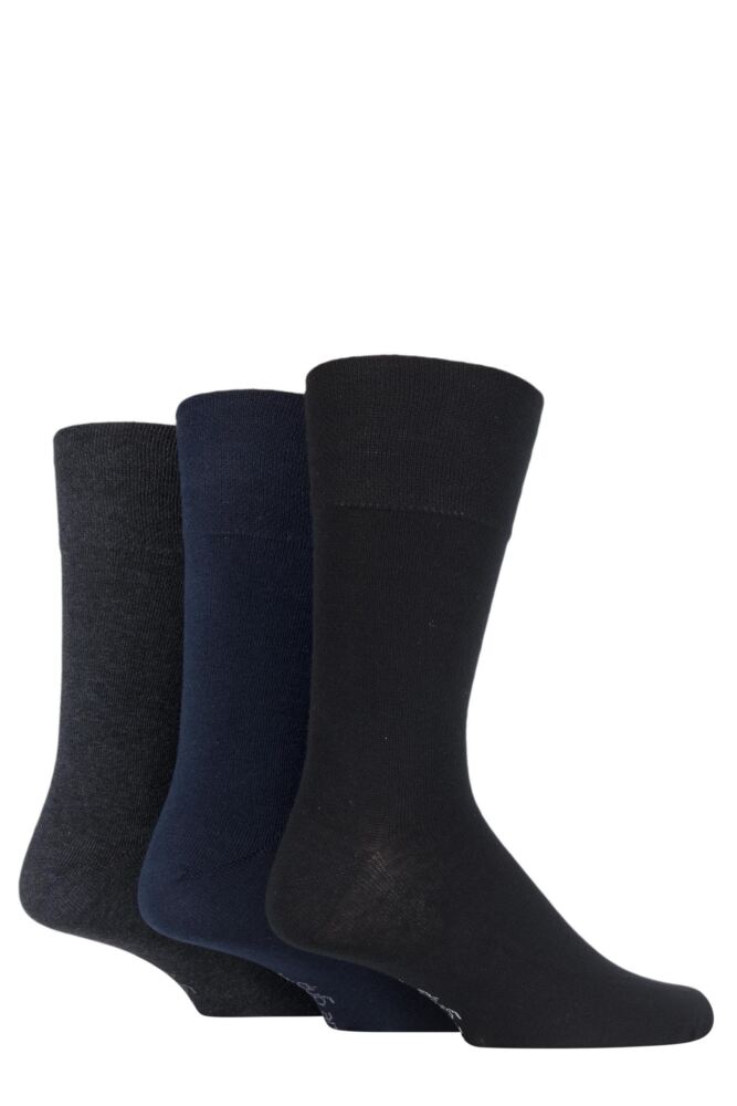 Sockshop Gentle GripMens Cotton Plain Socks 3-Pair