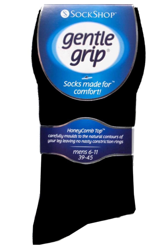 sockshop Gentle GripMens Cotton Plain Socks 3-Pair