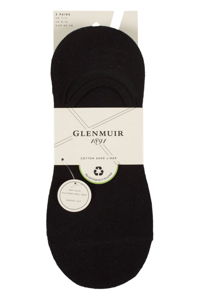 sockshop GlenmuirMens Cotton Shoe Liners 3-Pair