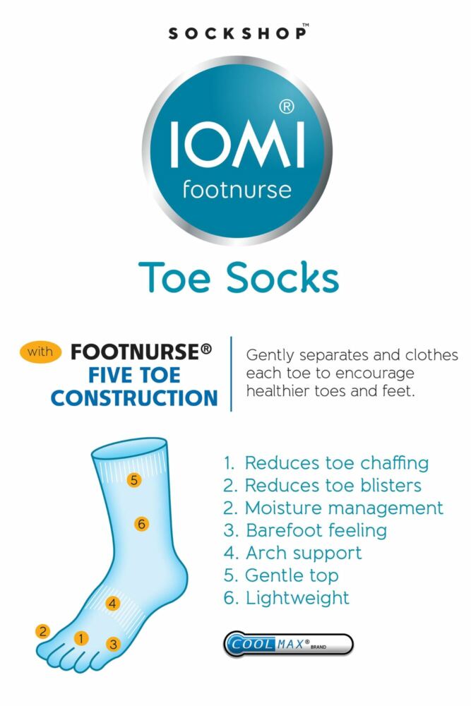 Sockshop IOMIWomens FootNurse Toe Socks