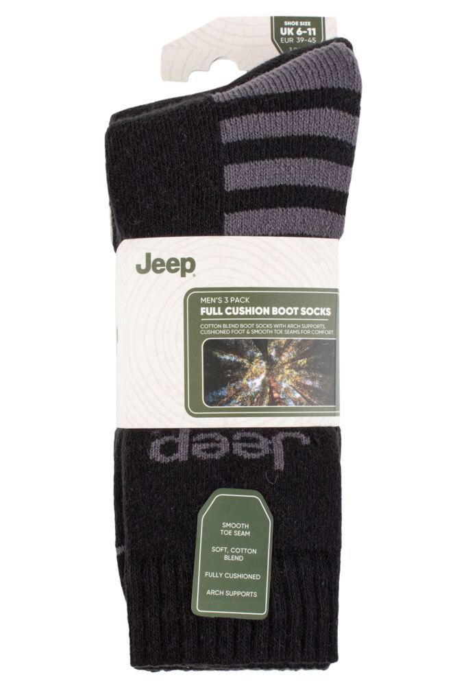 sockshop JeepMens Cotton Blend Boot Socks 3-Pair