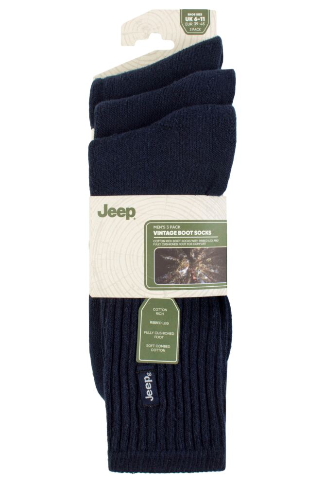 sockshop JeepMens Cotton Vintage Boot Socks 3-Pair