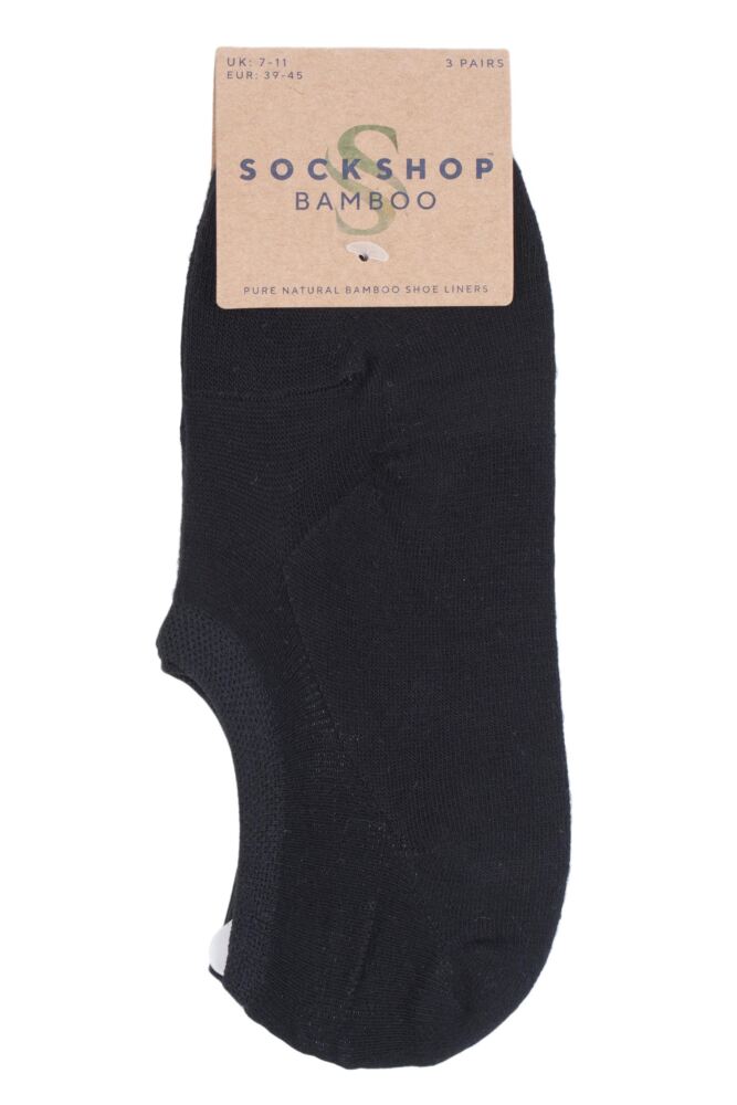 SOCKSHOP Mens Bamboo Plain Hi Cut Liners 3-Pair