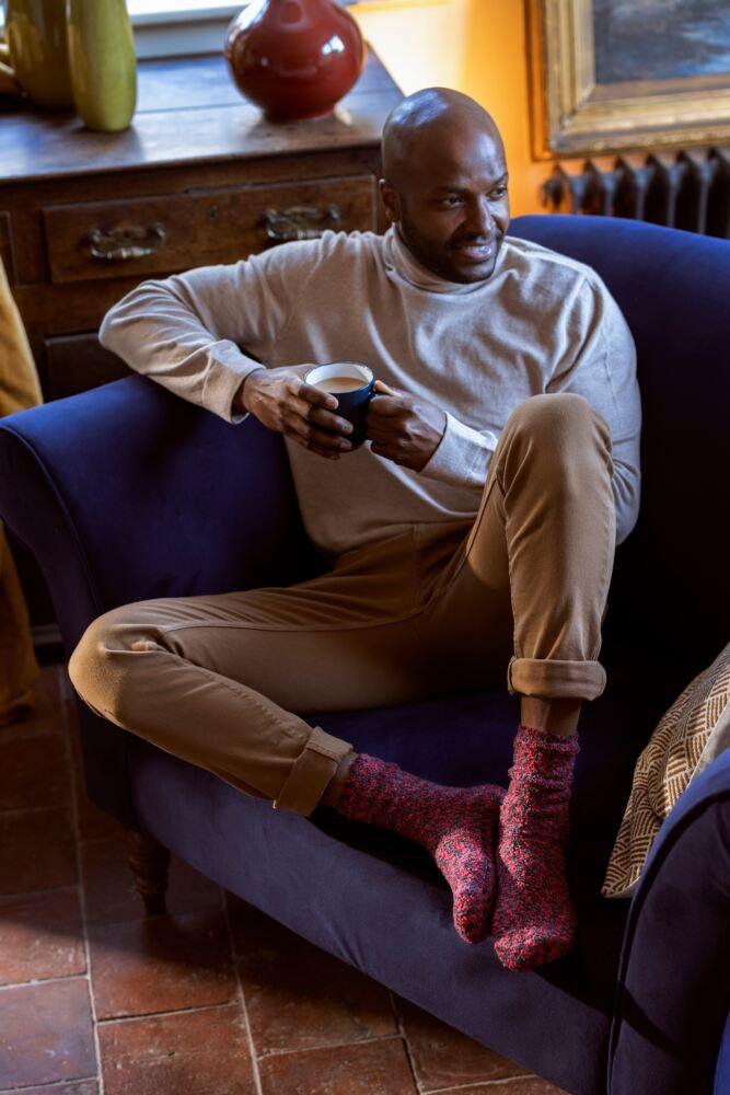 SOCKSHOP Mens Cosy Slipper Socks With Grip 2-Pair