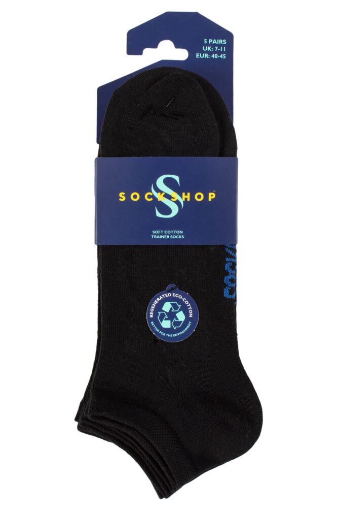 SOCKSHOP Mens Cotton Plain Trainer Socks 5-Pair