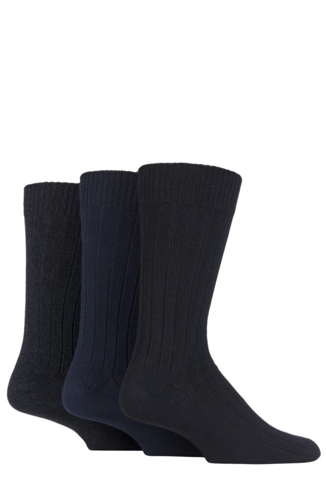 SOCKSHOP Mens Cotton Ribbed Socks 3-Pair