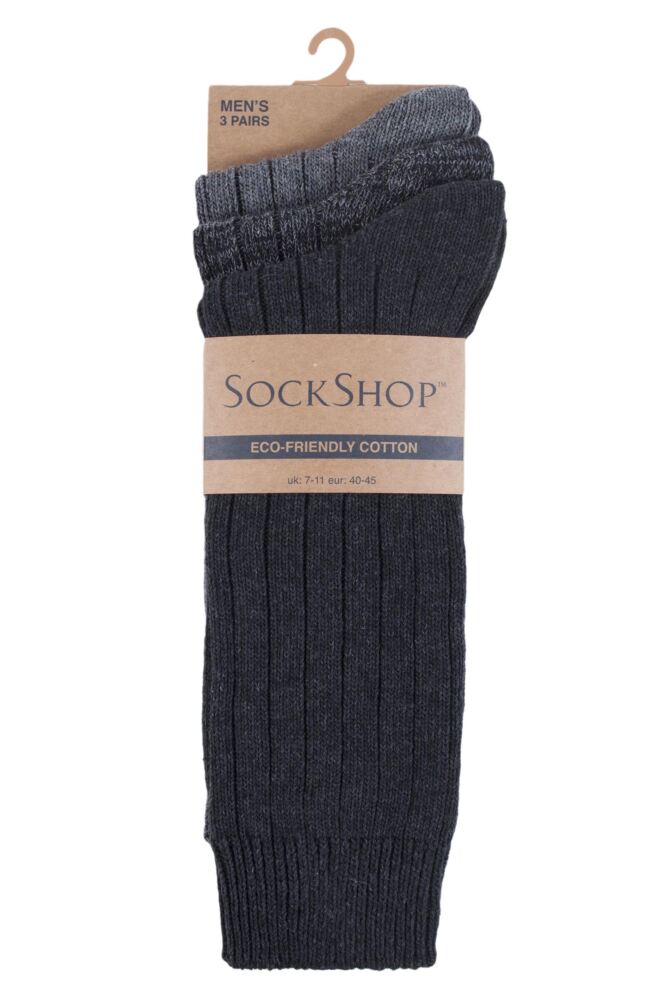 SOCKSHOP Mens Cotton Ribbed Socks 3-Pair