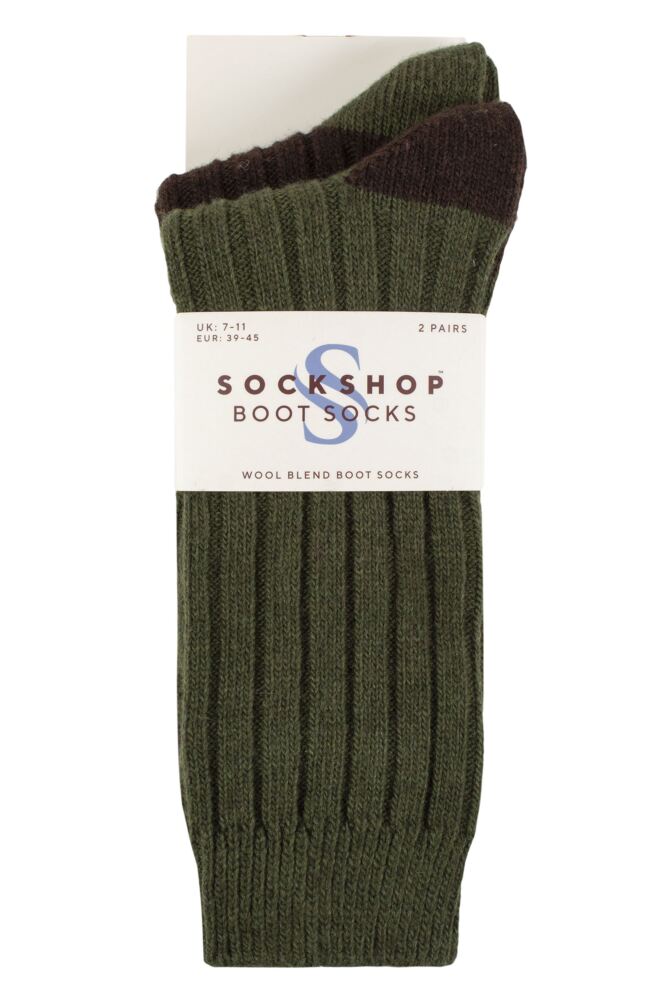 SOCKSHOP Mens Wool Mix Boot Socks 2-Pair