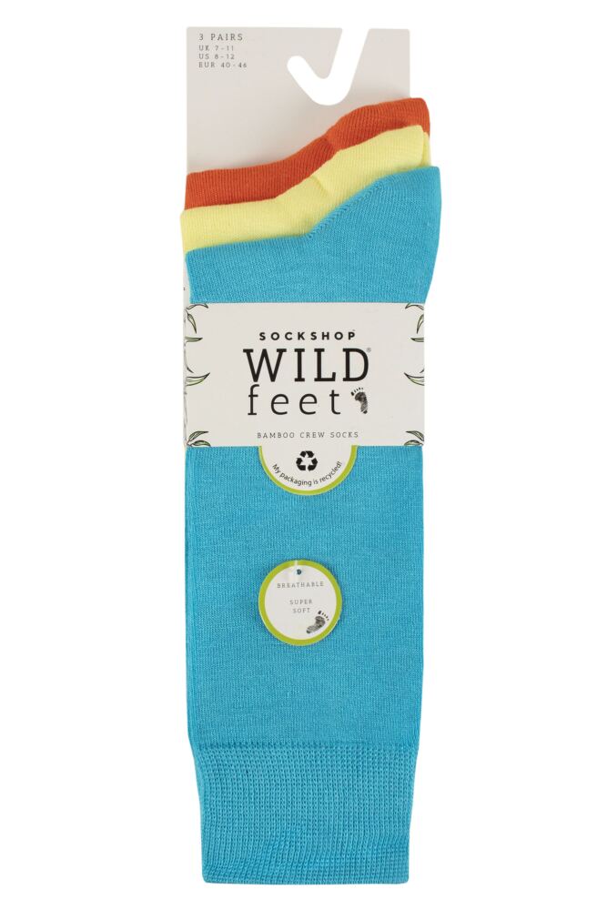sockshop WildfeetMens Bamboo Plain Socks 3-Pair