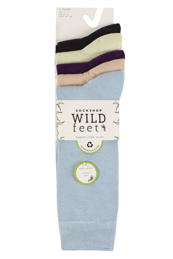 sockshop WildfeetMens Bamboo Plain Socks 5-Pair