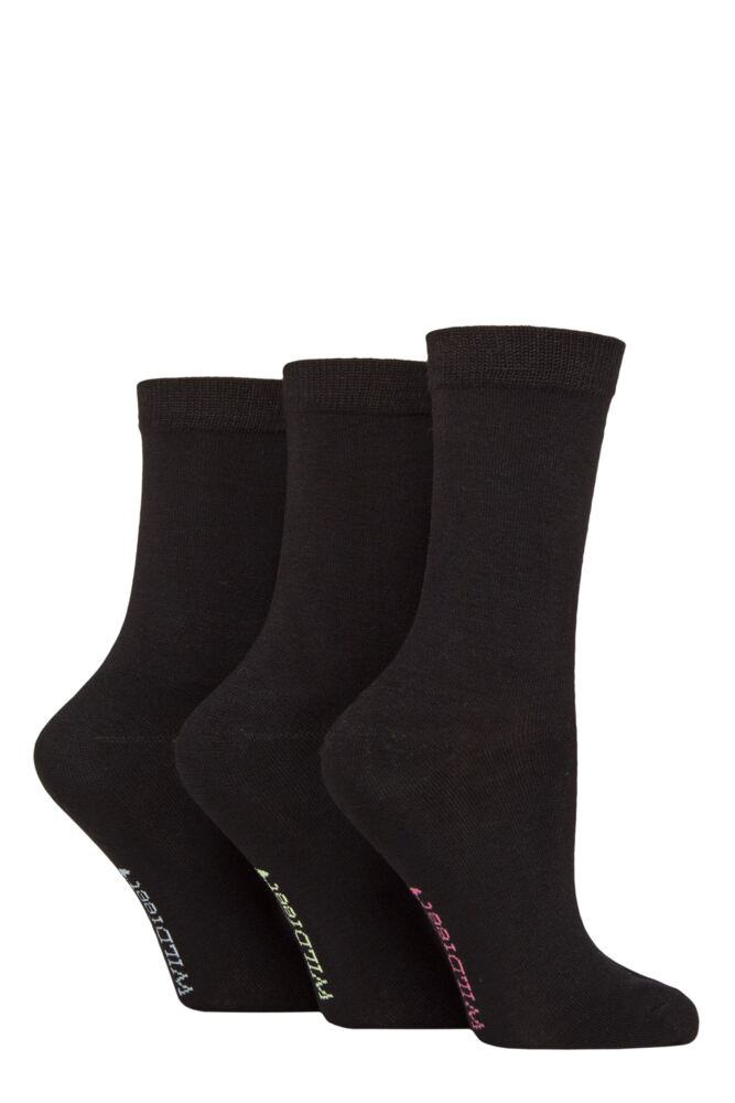 Sockshop WildfeetWomens Bamboo Plain Socks 3-Pair