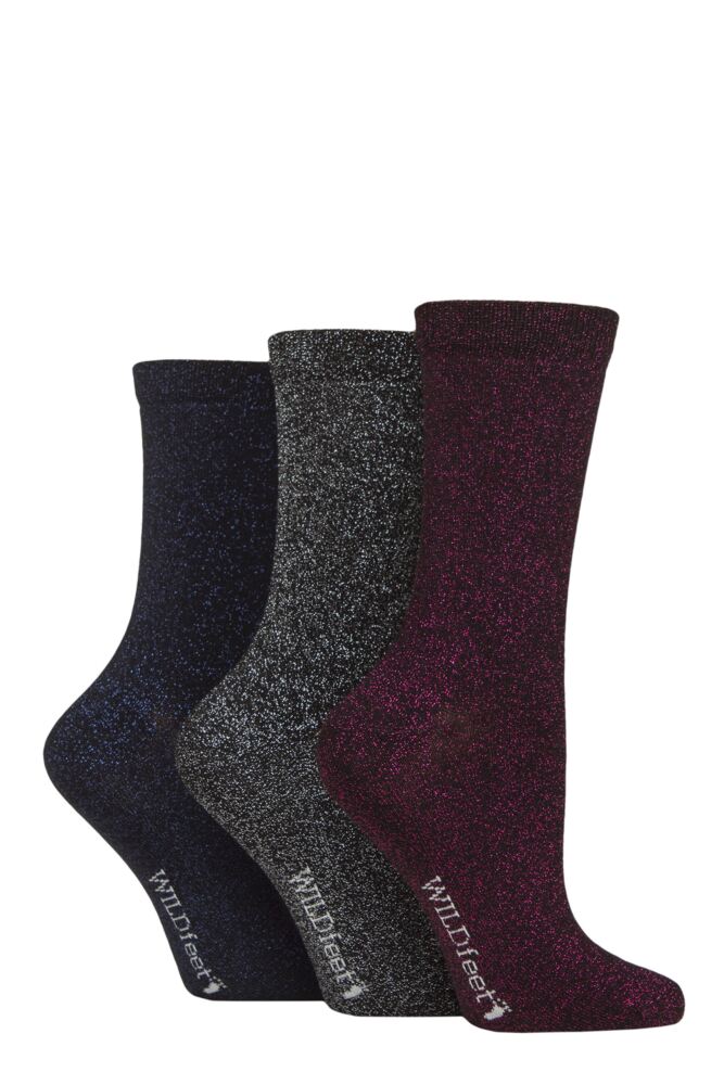 Sockshop WildfeetWomens Bamboo Plain Socks 3-Pair
