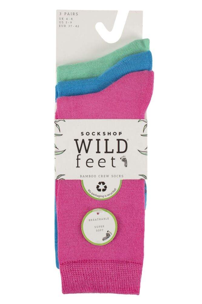 sockshop WildfeetWomens Bamboo Plain Socks 3-Pair