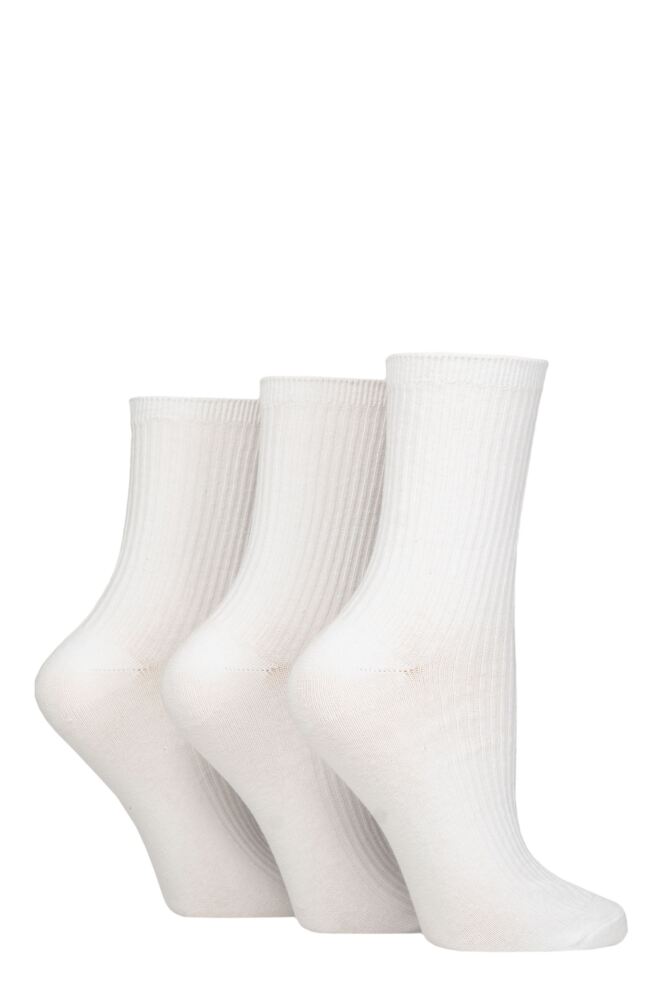 Sockshop WildfeetWomens Cotton Ribbed Socks 3-Pair