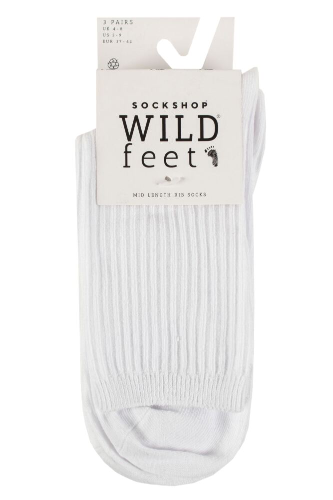 sockshop WildfeetWomens Cotton Ribbed Socks 3-Pair