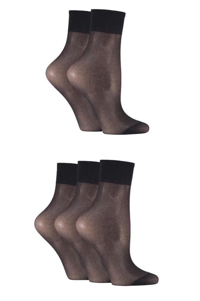 SOCKSHOP Womens 15 Denier Ankle Highs 5-Pair