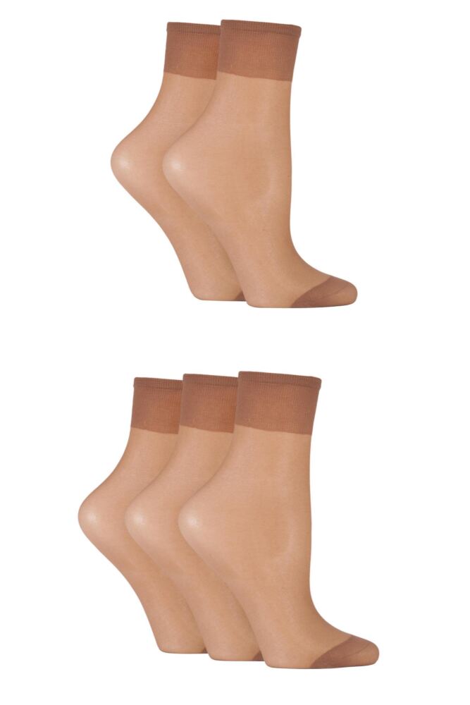 SOCKSHOP Womens 15 Denier Ankle Highs 5-Pair