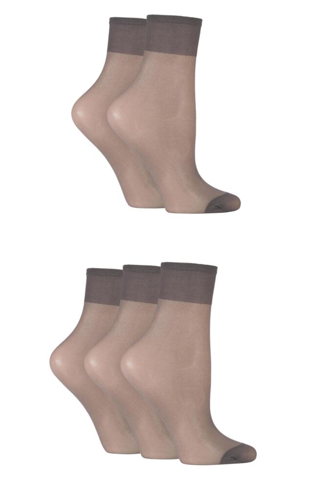 SOCKSHOP Womens 15 Denier Ankle Highs 5-Pair