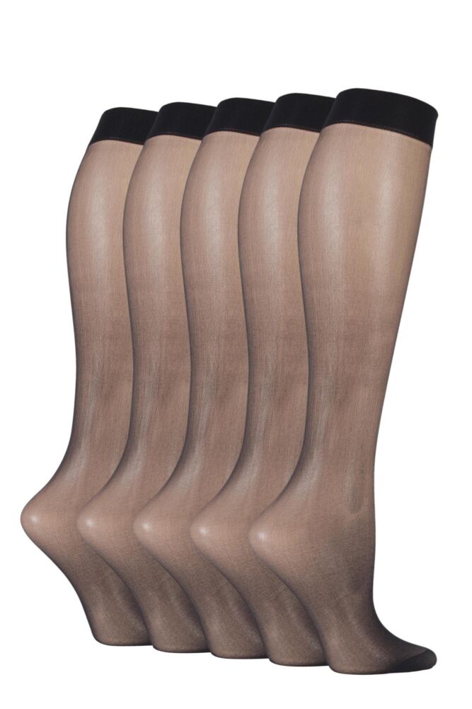 SOCKSHOP Womens 15 Denier Knee Highs 5-Pair