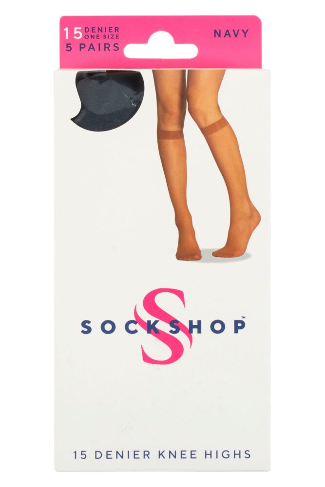 SOCKSHOP Womens 15 Denier Knee Highs 5-Pair