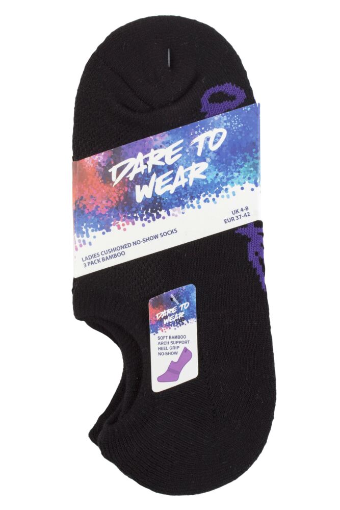 SOCKSHOP Womens Bamboo Plain No Show Socks 3-Pair