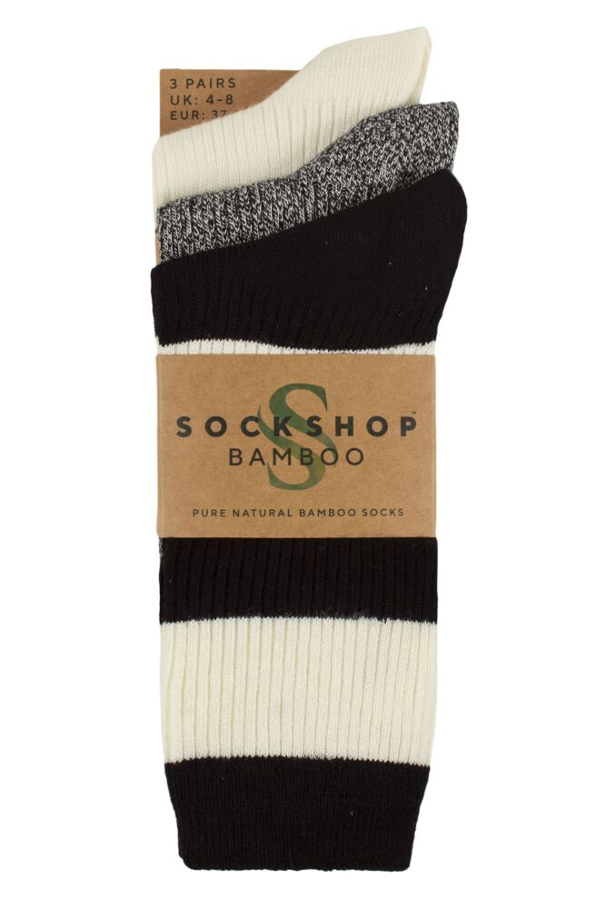 SOCKSHOP Womens Bamboo Ribbed Socks 3-Pair
