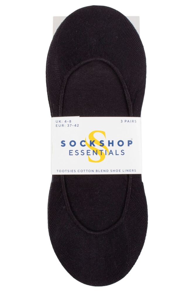 SOCKSHOP Womens Cotton Shoe Liners 3-Pair