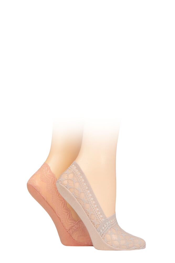 SOCKSHOP Womens Lace Shoe Liners 2-Pair