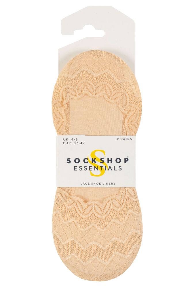 SOCKSHOP Womens Lace Shoe Liners 2-Pair