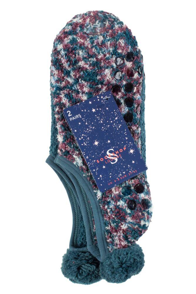 SOCKSHOP Womens Pom Pom Mary Jane Socks 2-Pair