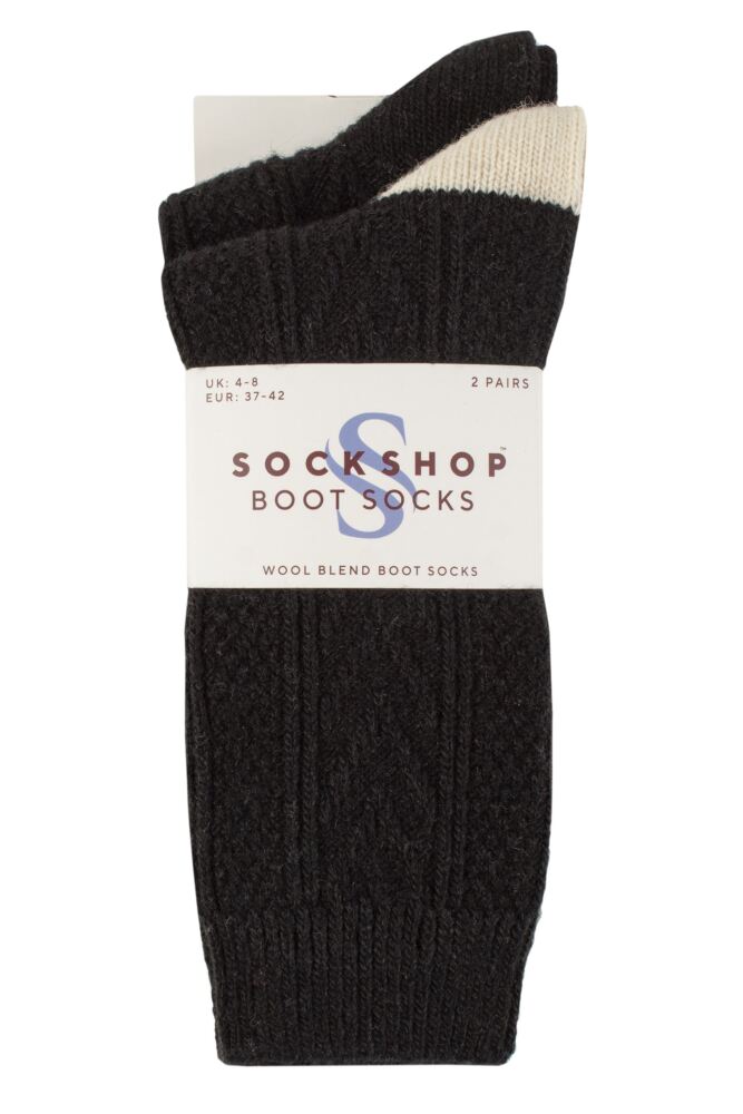 SOCKSHOP Womens Wool Mix Boot Socks 2-Pair