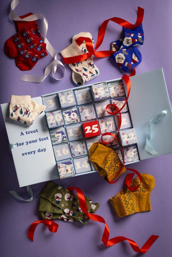 SOCKSHOP Mens And Womens Bamboo Christmas Advent Calendar - 25 Pair