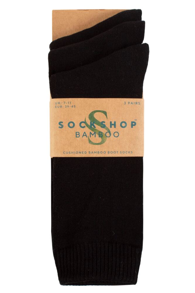 SOCKSHOP Mens Bamboo Full Cushion Boot Socks 3-Pair