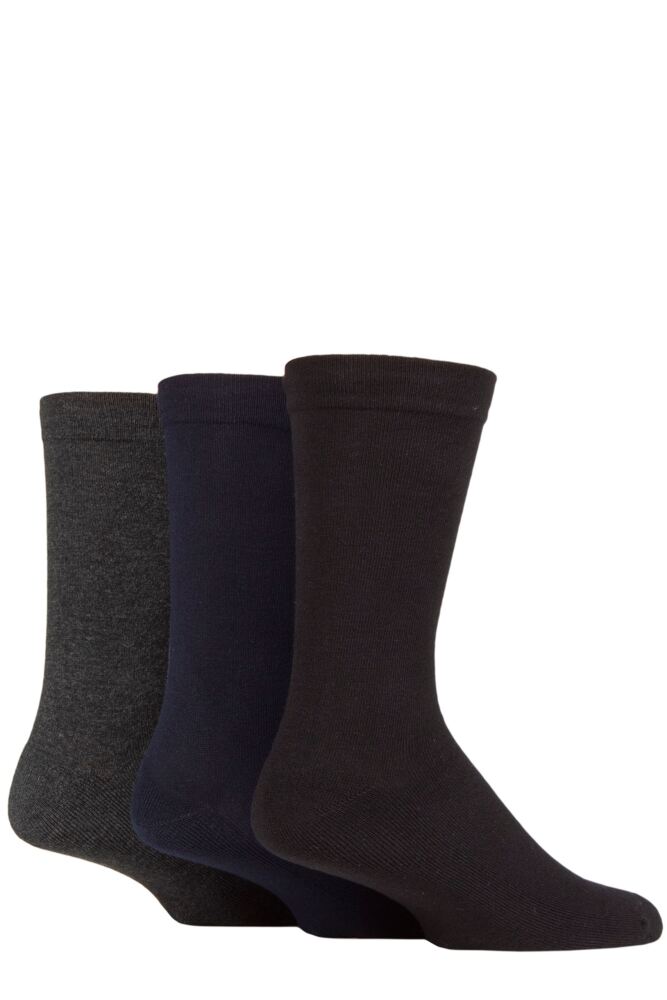 SOCKSHOP Mens Bamboo Half Cushion Socks With Comfort Cuff 3-Pair